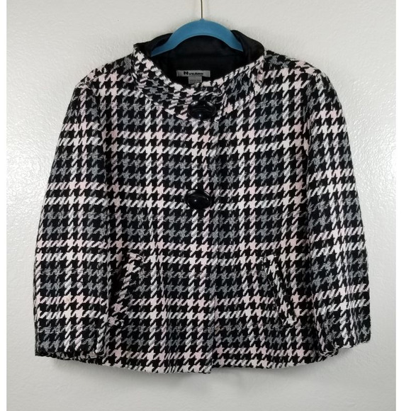 Nygard Collection Wool Blend Houndstooth Black/Pink/Cream Women's Jacket 14 - Picture 1 of 11